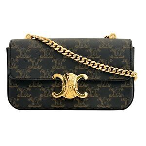 Celine Claude Triomphe Shoulder Bag Tan Leather Flap